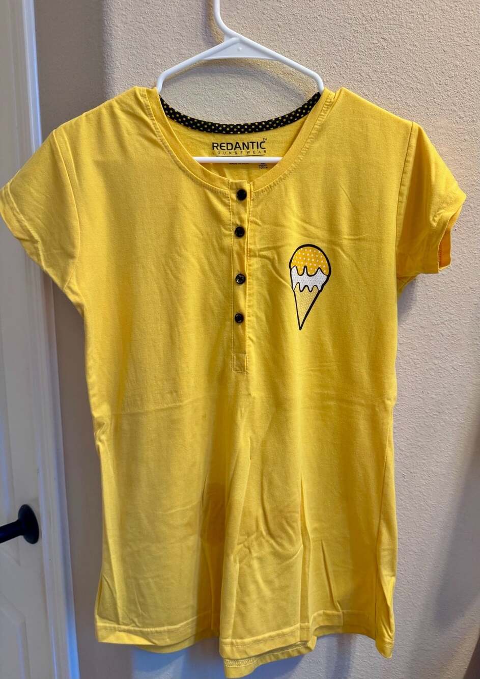Redantic Loungewear Yellow Ice Cream Pajamas Size 10